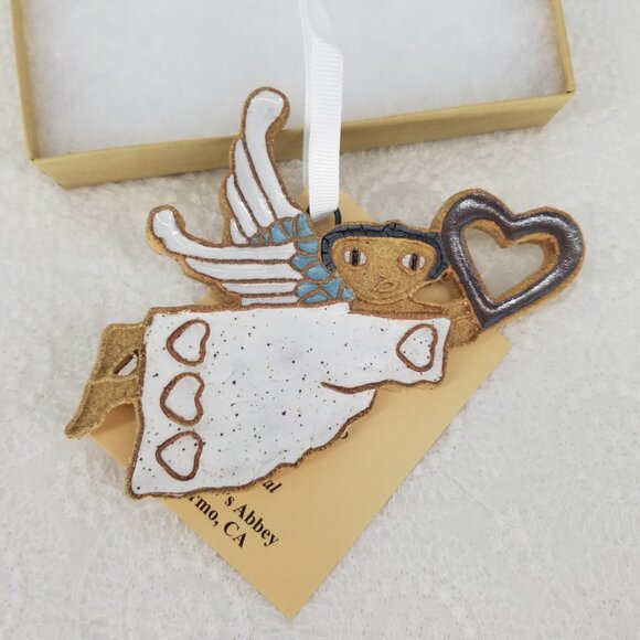 St. Andrew's Abbey Ceramics Angel w/ Heart, Handmade by Artisans, Ornament, Gift - Picture 1 of 6
